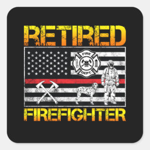 Thin Red Line Ging Firefighter Retirement Vierkante Sticker