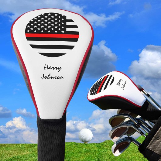 Thin RED Line & Golf USA flag Monogramed Golfheadcover