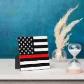 Thin Red Line Graphic op een Amerikaanse vlag op e Fotoplaat (Insitu)