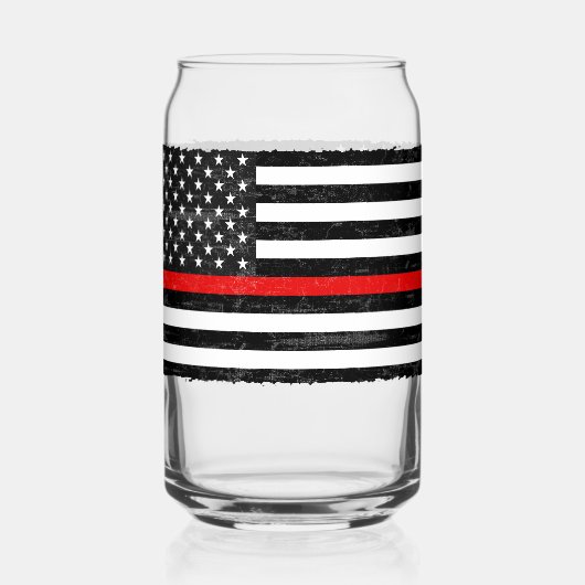 Thin Red Line Grungy Amerikaanse vlag Blikvorm Glas (Achterkant)