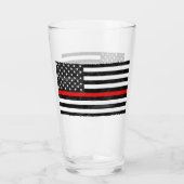 Thin Red Line Grungy Amerikaanse vlag Glas (Achterkant)