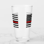 Thin Red Line Grungy Amerikaanse vlag Glas (Links)