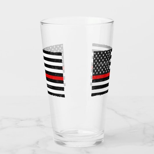 Thin Red Line Grungy Amerikaanse vlag Glas (Links)