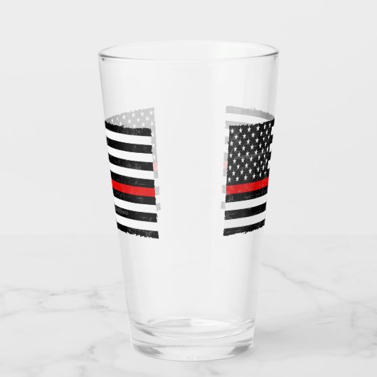Thin Red Line Grungy Amerikaanse vlag Glas (Rechts)