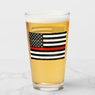 Thin Red Line Grungy Amerikaanse vlag Glas