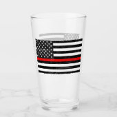 Thin Red Line Grungy Amerikaanse vlag Glas (Voorkant)