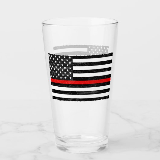 Thin Red Line Grungy Amerikaanse vlag Glas (Voorkant)