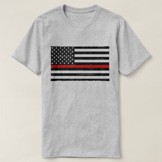 Thin Red Line Grungy Amerikaanse vlag T-shirt (Design voorkant)