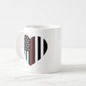 Thin Red Line Heart Shaped American Flag Koffiemok (Voorkant links)