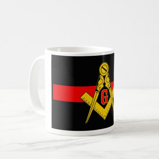 THIN RED LINE MASONIC FIREFIGHTER COFFEE MOK (Voorkant links)