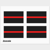 Thin Red Line Memorial Symbolisch op Rechthoekige Sticker (Vel)