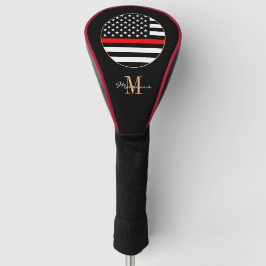Thin Red Line Monogrammed & Golf USA vlag Golfheadcover (Voorkant)