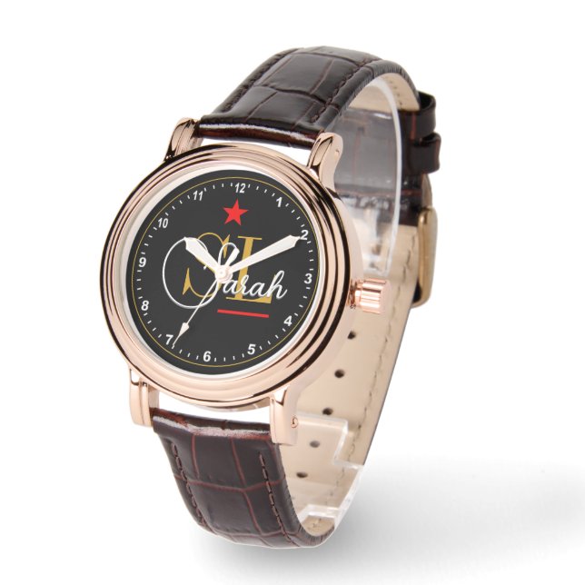 Thin Red Line - Monogrammen naam en handtekening Horloge (Hoek)