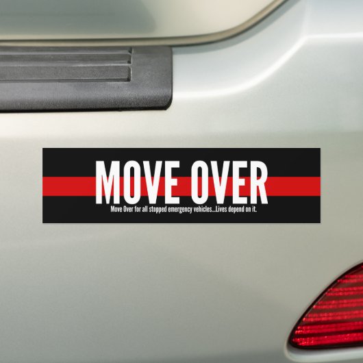 Thin Red Line Move Over Bumpersticker (Op auto)