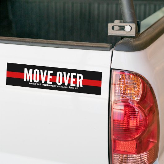 Thin Red Line Move Over Bumpersticker (Op Truck)