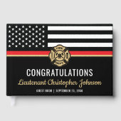 Thin Red Line Patriottic Firefighter Retirement Gastenboek (Voorkant)