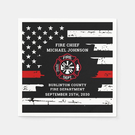 Thin Red Line Personalized Firefighter Retirement Servet (Voorkant)