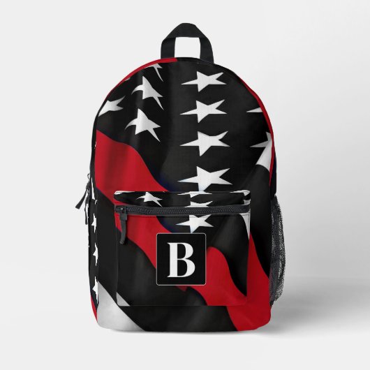 Thin Red Line Personalized Monogram Firefighter Bedrukte Rugzak (Voorkant)