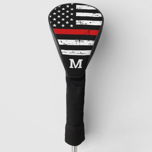 Thin Red Line Personalized Monogram Firefighter Golfheadcover (Voorkant)