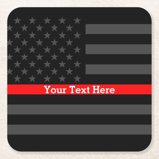 Thin Red Line Persoonlijke zwarte Amerikaanse vlag Kartonnen Onderzetters (Voorkant)