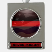 Thin Red Line Salute Flag Verzilverd Banner Ornament (Voorkant)