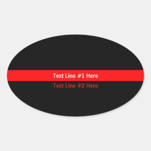 Thin Red Line Symbolisch Memorial met tekst op een Ovale Sticker