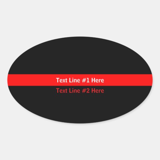 Thin Red Line Symbolisch Memorial met tekst op een Ovale Sticker (Voorkant)