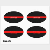 Thin Red Line Symbolisch Memorial met tekst op een Ovale Sticker (Vel)