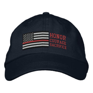 Thin Red Line US Flag Honor Courage Offer Geborduurde Pet