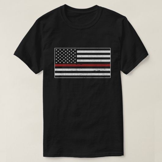 Thin Red Line USA Flag Firefighter Proud mam Wife T-shirt (Design voorkant)