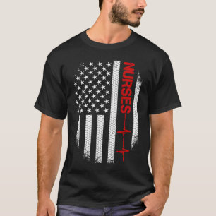 Thin Red Line USA Flag Nurse Neurse Patriotic T-shirt