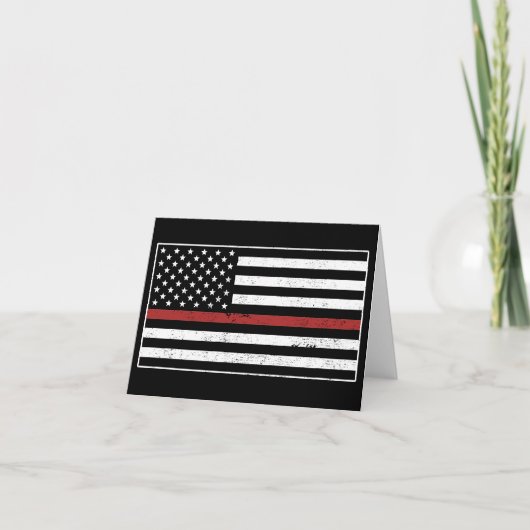 Thin Red Line USA Vlag brandweerafdeling Vlag Bedankkaart (Voorkant)