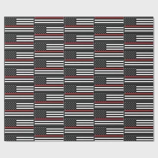 Thin Red Line USA Vlag brandweerafdeling Vlag Cadeaupapier (Vlak)