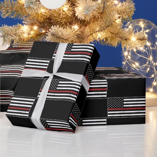 Thin Red Line USA Vlag brandweerafdeling Vlag Cadeaupapier (Feestdagen)