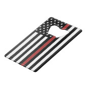 Thin Red Line USA Vlag brandweerafdeling Vlag Creditkaart Flessenopener (Achterkant Gekanteld)