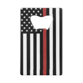Thin Red Line USA Vlag brandweerafdeling Vlag Creditkaart Flessenopener (Achterkant)