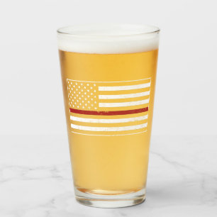 Thin Red Line USA Vlag brandweerafdeling Vlag Glas