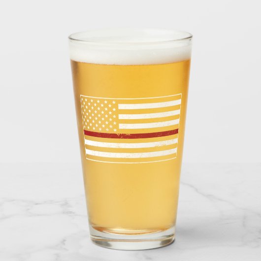 Thin Red Line USA Vlag brandweerafdeling Vlag Glas (Voorkant gevuld)