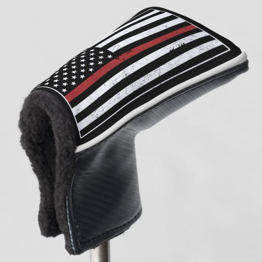 Thin Red Line USA Vlag brandweerafdeling Vlag Golfheadcover (3/4 voorkant)