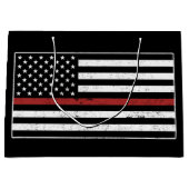 Thin Red Line USA Vlag brandweerafdeling Vlag Groot Cadeauzakje (Voorkant)