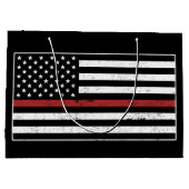 Thin Red Line USA Vlag brandweerafdeling Vlag Groot Cadeauzakje (Achterkant)
