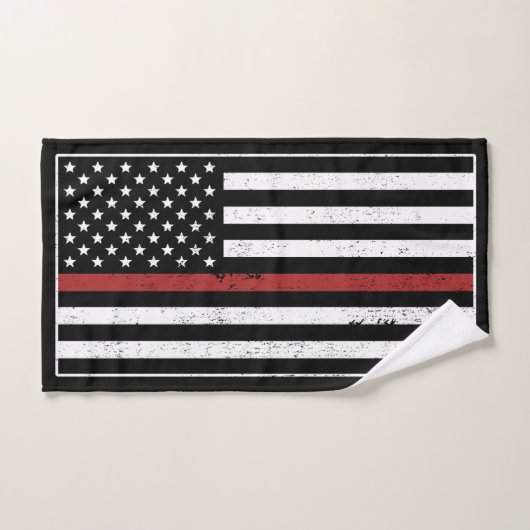 Thin Red Line USA Vlag brandweerafdeling Vlag Handdoek (Handdoek)