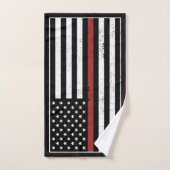 Thin Red Line USA Vlag brandweerafdeling Vlag Handdoek (Handdoek)