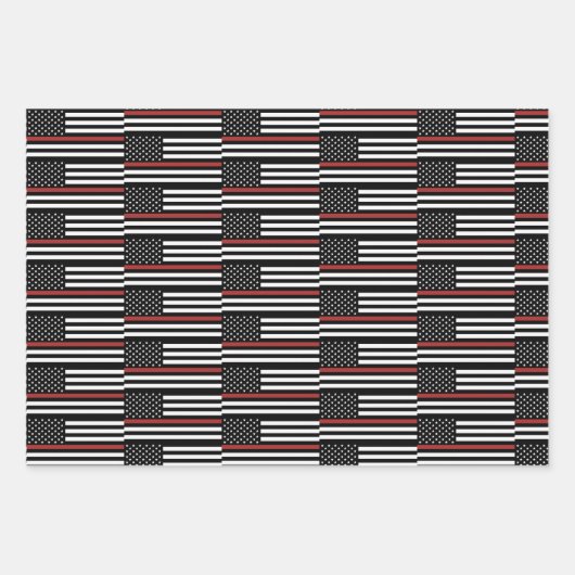 Thin Red Line USA Vlag brandweerafdeling Vlag Inpakpapier Vel (Voorkant 3)