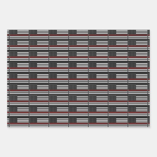 Thin Red Line USA Vlag brandweerafdeling Vlag Inpakpapier Vel (Voorkant 2)