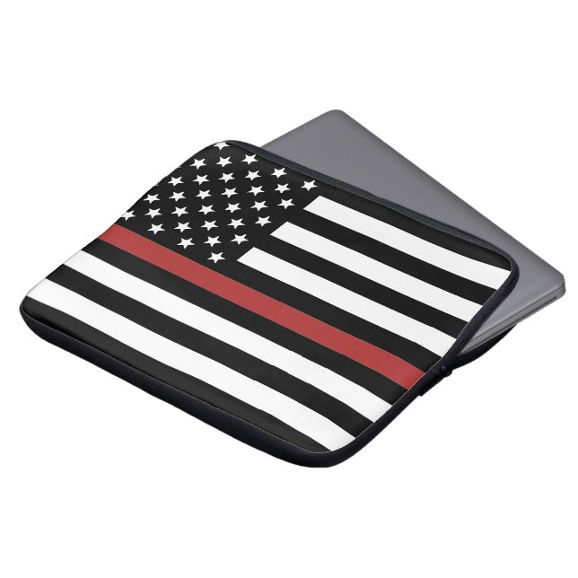 Thin Red Line USA Vlag brandweerafdeling Vlag Laptop Sleeve (Voorkant top)
