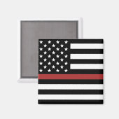 Thin Red Line USA Vlag brandweerafdeling Vlag Magneet (Voorkant / Achterkant)