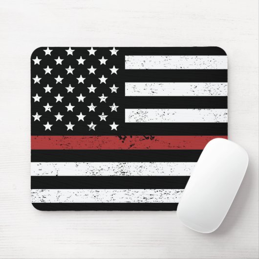 Thin Red Line USA Vlag brandweerafdeling Vlag Muismat (Met muis)