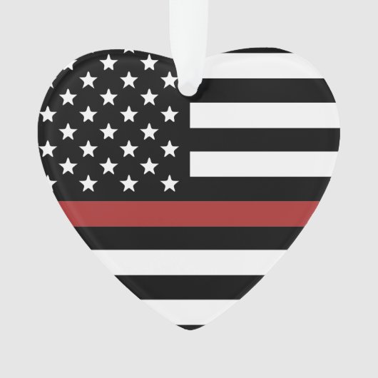 Thin Red Line USA Vlag brandweerafdeling Vlag Ornament (voorkant)