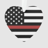 Thin Red Line USA Vlag brandweerafdeling Vlag Ornament (achterkant)